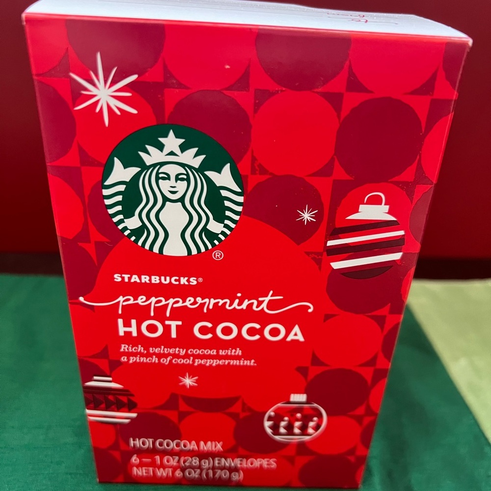 NIB Sealed Starbucks Peppermint Hot Cocoa Mix, 6 1 oz Packets